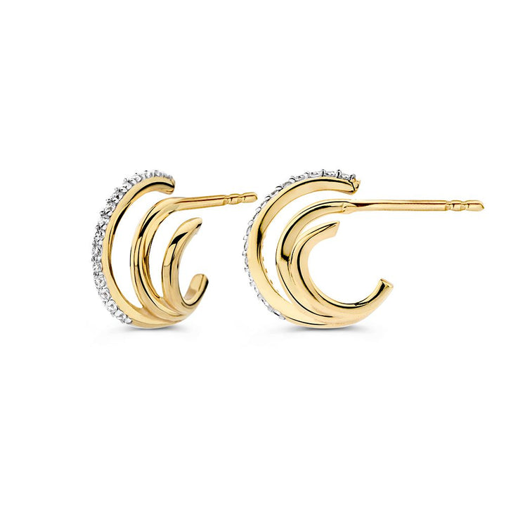Geelgouden Oorstekers met Zirkonia's - 14K, 8mm
