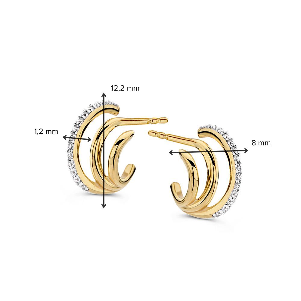 Żółtogoldowe Kolczyki z Cyrkoniami - 14K, 8mm