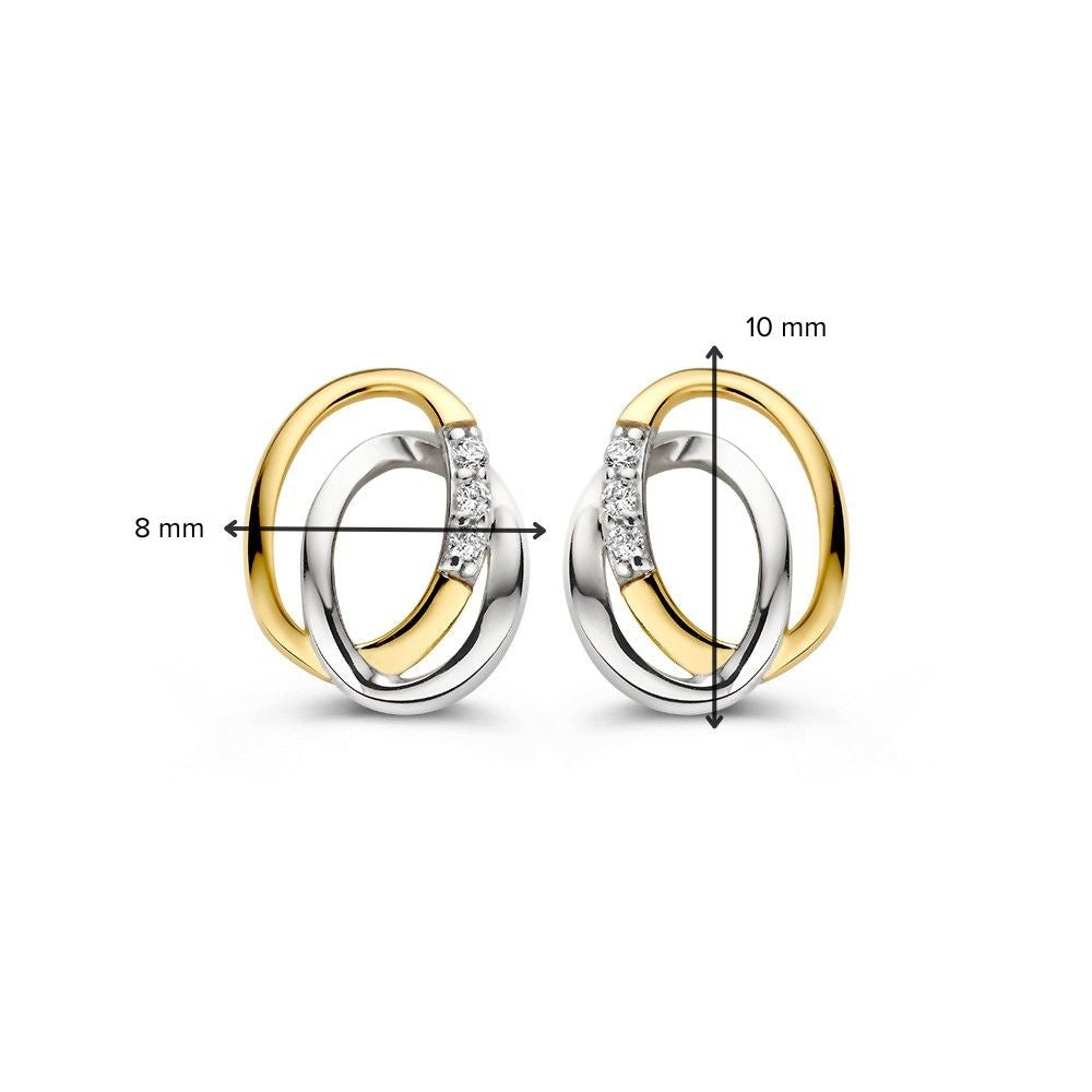 14K Bicolor Złote Kolczyki z Cyrkonią – Eleganckie Dodatki do Uszu dla Damskich