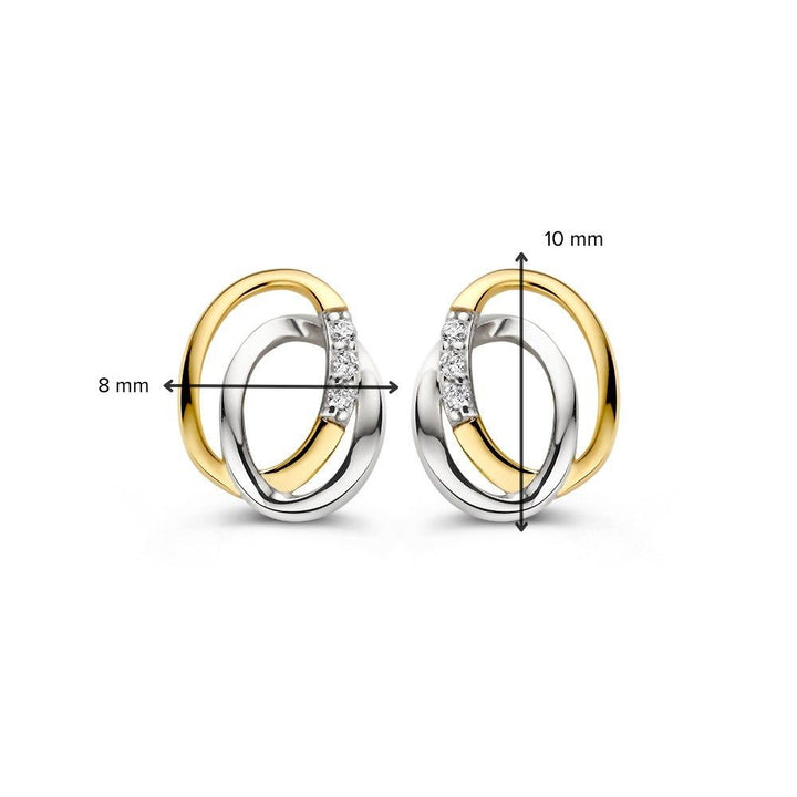 14K Bicolor Gouden Oorstekers met Zirkonia – Elegante Ooraccessoires voor Dames