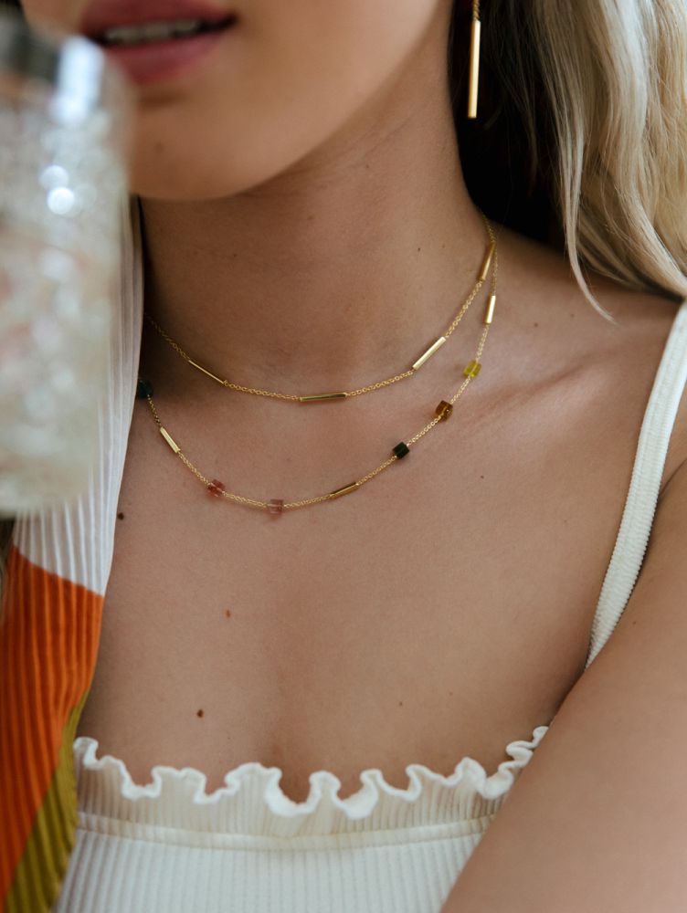 Żółte złoto Kolczyki z Wiszącymi Prętami 14K – Nowoczesna Elegancja 70mm