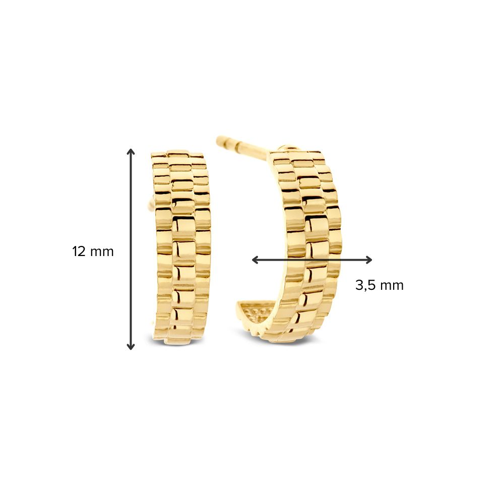 Żółtogoldowe Kolczyki z 'Ogniwem Rolex' – Eleganckie, Wyrafinowane Kolczyki - Van der Kooij