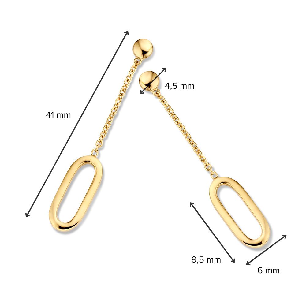 14K Żółte Złoto Kolczyki z Długimi Wisiorkami 40mm