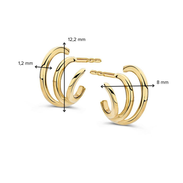 14K Geelgouden Oorstekers – Drie Ringen in Eén Design