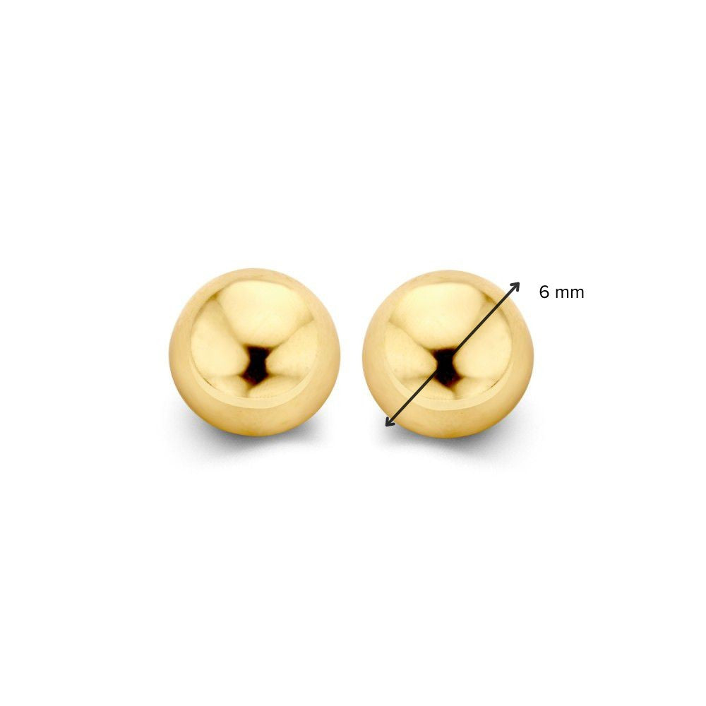Żółte złoto Kolczyki 14K z Poussettes - 6mm, Minimalistyczny design