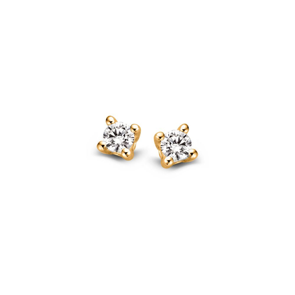 Geelgouden Solitair Oorknoppen met 2x 0,05 crt Diamant – 14 Karaat Goud