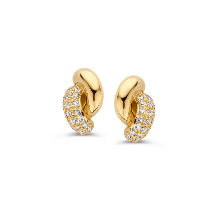 Elegant Yellow Gold Knot Earrings with Diamonds, 0.15ct – Timeless Jewelry for Women