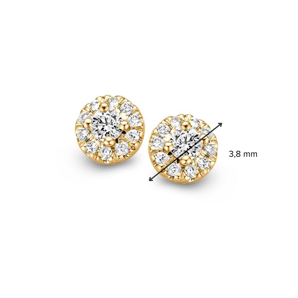 Żółtogoldowe Kolczyki w Otoczeniu z Diamentem 0,17 crt