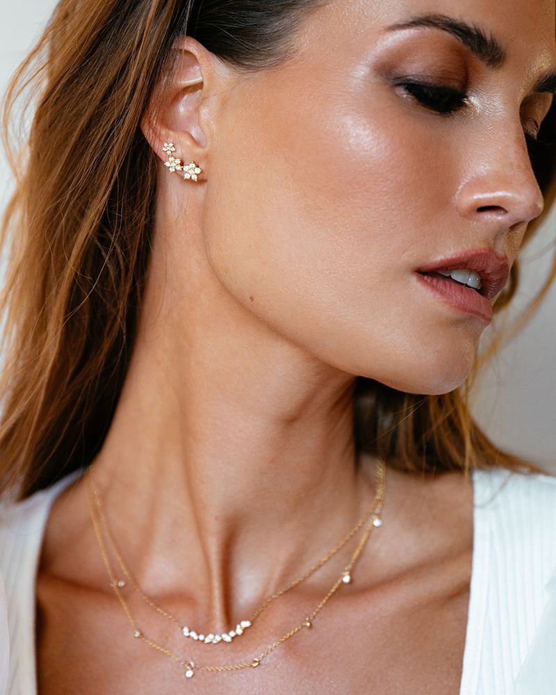 Żółtogoldowe Kolczyki z Trzema Gwiazdami i Diamentami – 1,05 crt.