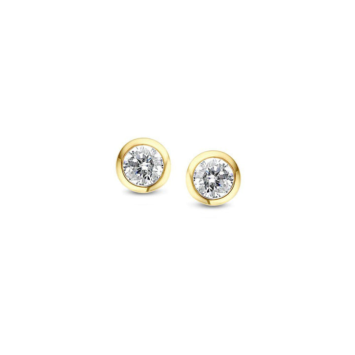 Geelgouden Oorstekers met Zirkonia 14 Karaat – Witte Zirkonia