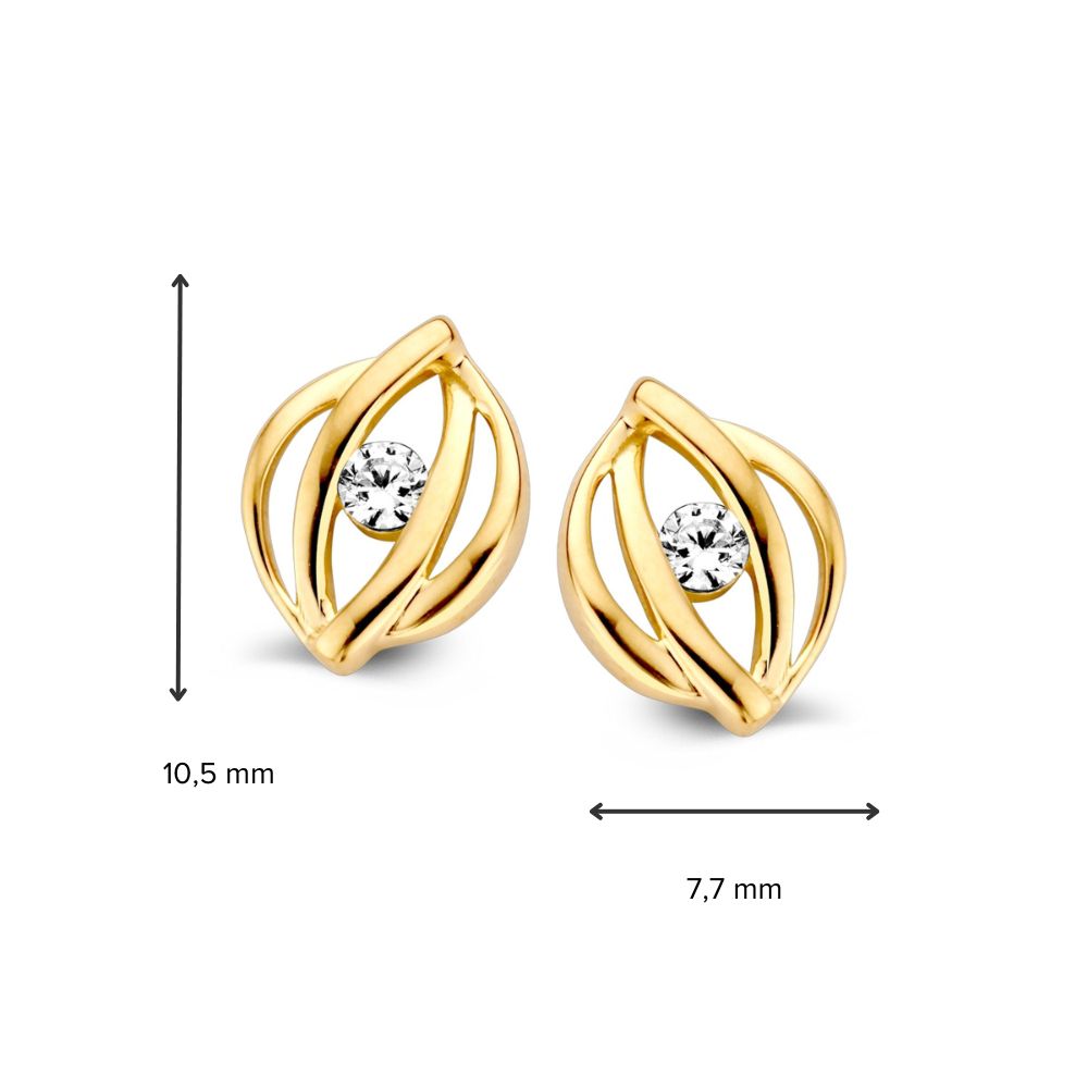 Żółtogoldowe Kolczyki z Cyrkoniami – 14 Karat, Eleganckie Charmsy do Uszu