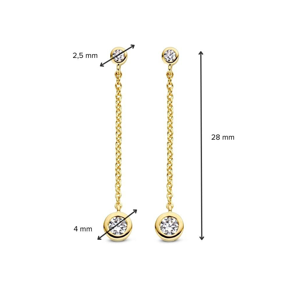 Żółtogoldowe Kolczyki z Cyrkoniami – 14 Karat, Elegancki Wiszący Design