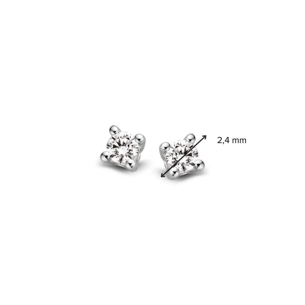 Srebrne 14-karatowe kolczyki wkrętki z 2x 0,05ct diamentami brylantowymi