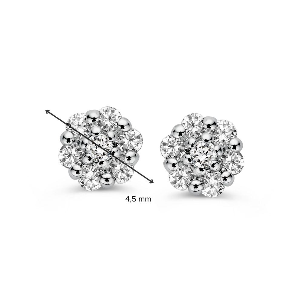 Kolczyki diamentowe w otoczeniu z białego złota – 14 karatów, 0.16 ct brylant