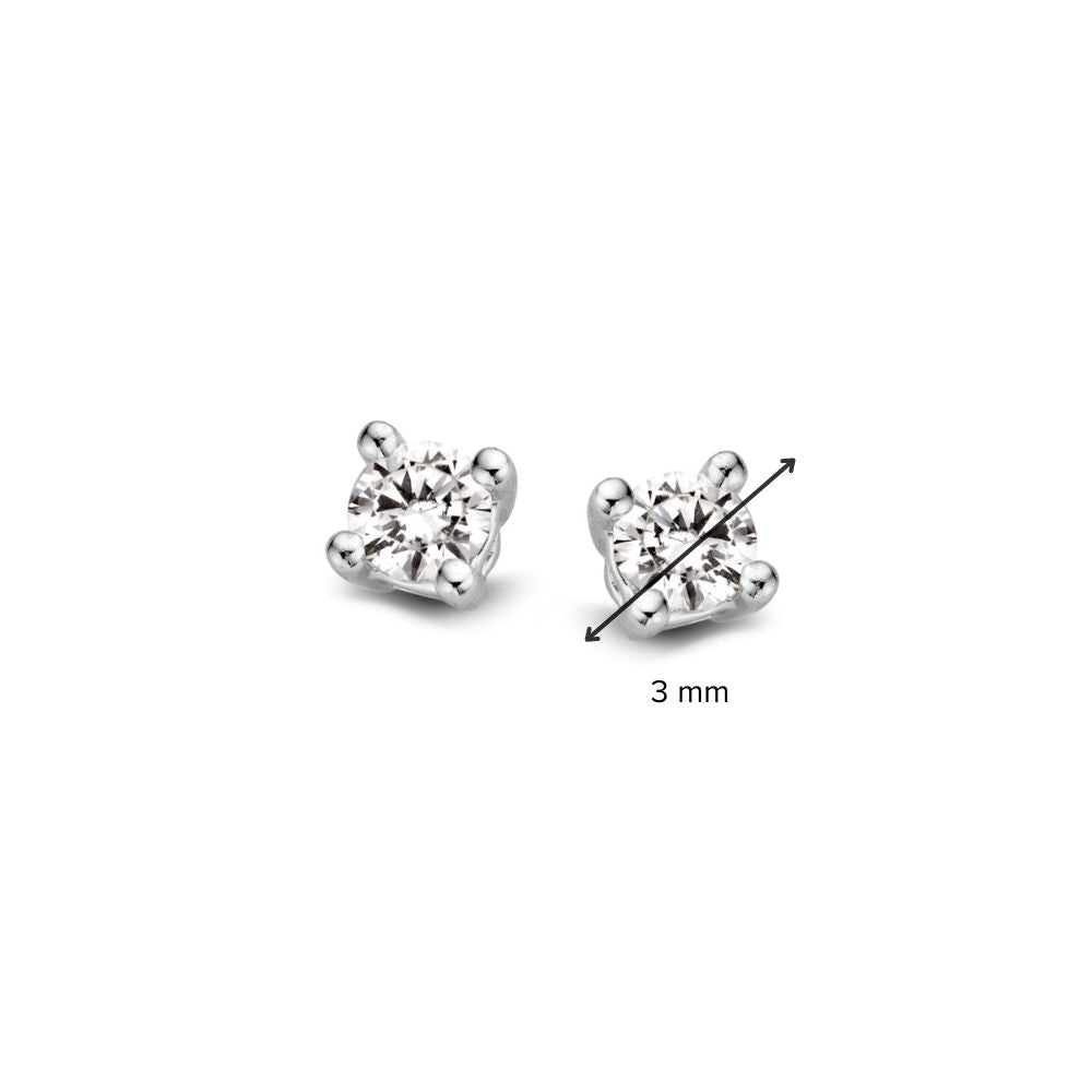 Srebrne 14-karatowe kolczyki wkrętki z 2x 0,10ct diamentami brylantowymi