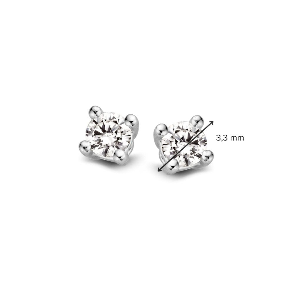 Srebrne 14-karatowe kolczyki wkrętki z 2x 0,16ct diamentami brylantowymi