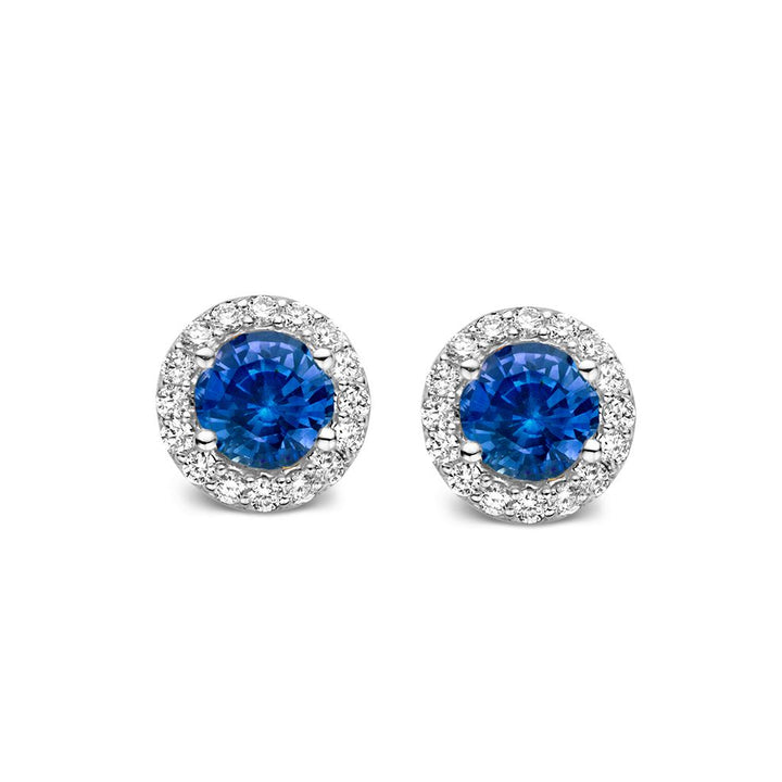 18kt Witgouden Ring met Blauwe Saffier en Diamant – Van der Kooij Luxe Sieraad