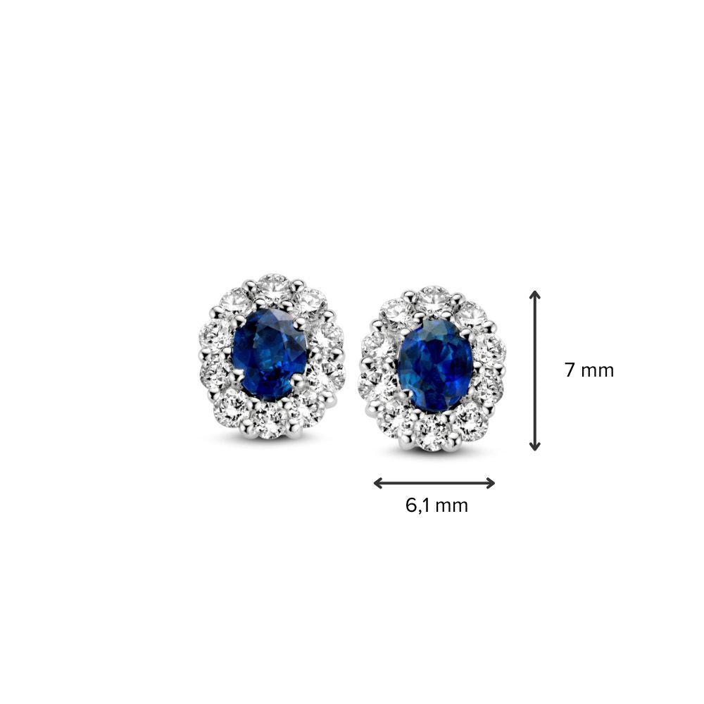 Kolczyki z szafirem i diamentem w 14K białym złocie – luksusowa otoczka