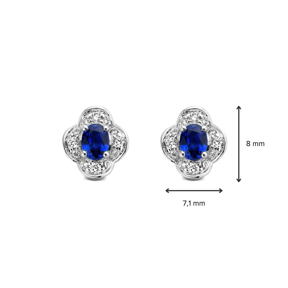 14K Kolczyki Damskie Van der Kooij, 0.70 crt Szafir, 0.12 crt Diament