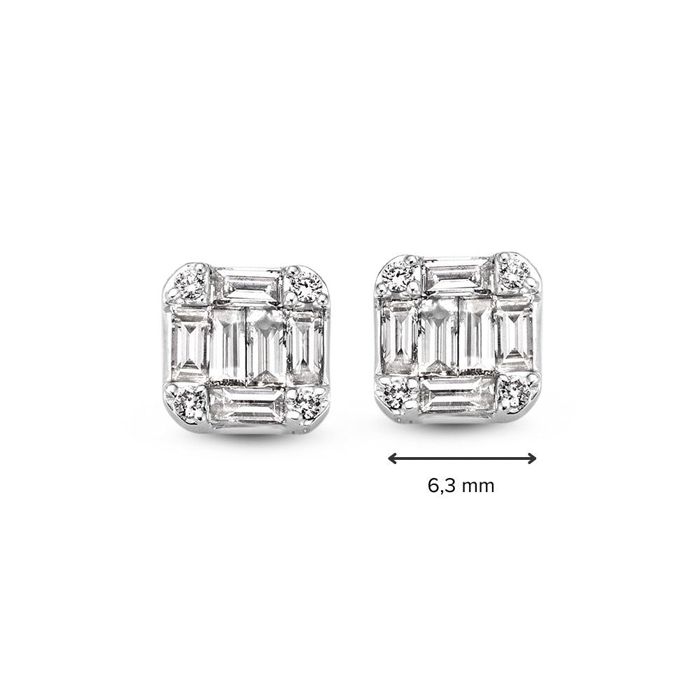 Kolczyki z białego złota z diamentami baguette – 14K kolczyki dla damskich, 0.68 crt diament
