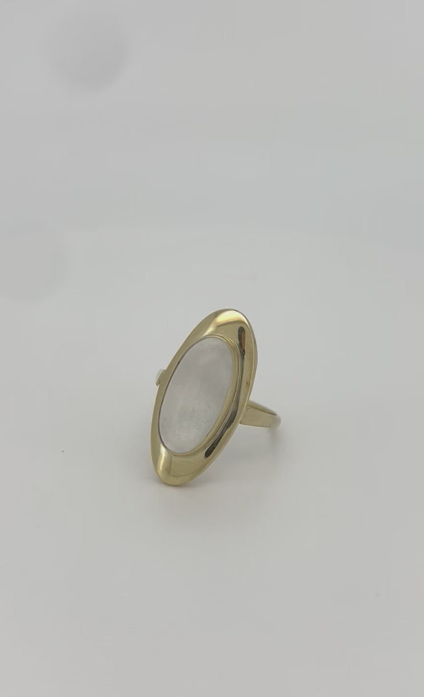 vintage złoty pierścionek z kamieniem księżycowym 14k 3.3gr