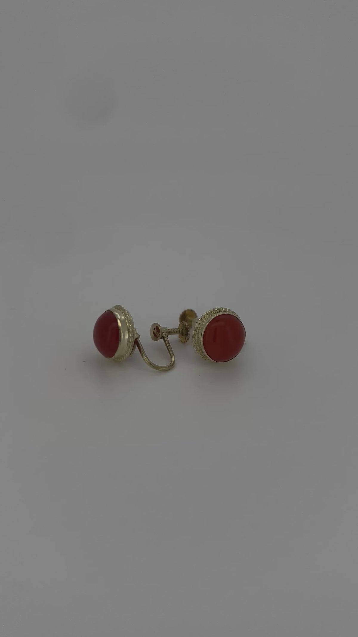 vintage złote kolczyki 14k krwawy koral 4.4gr