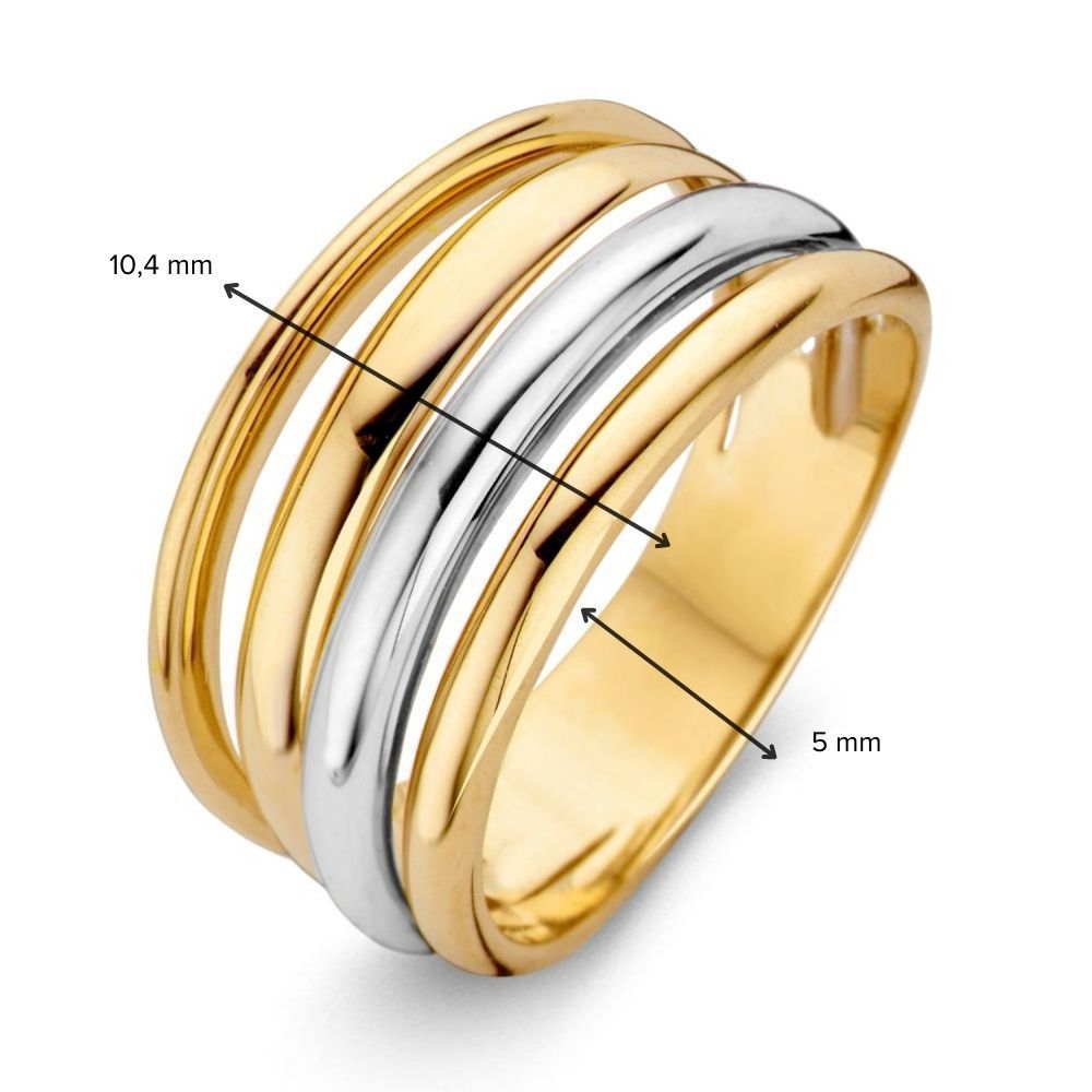 Pierścionek z 14-karatowego żółtego/białego złota dla damski – 10,4 mm szeroki