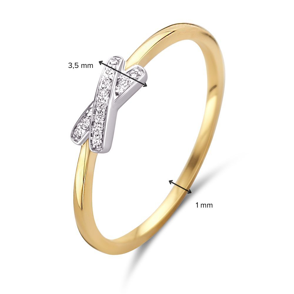 Pierścionek z białego i żółtego złota 14-karatowy z diamentami X-design