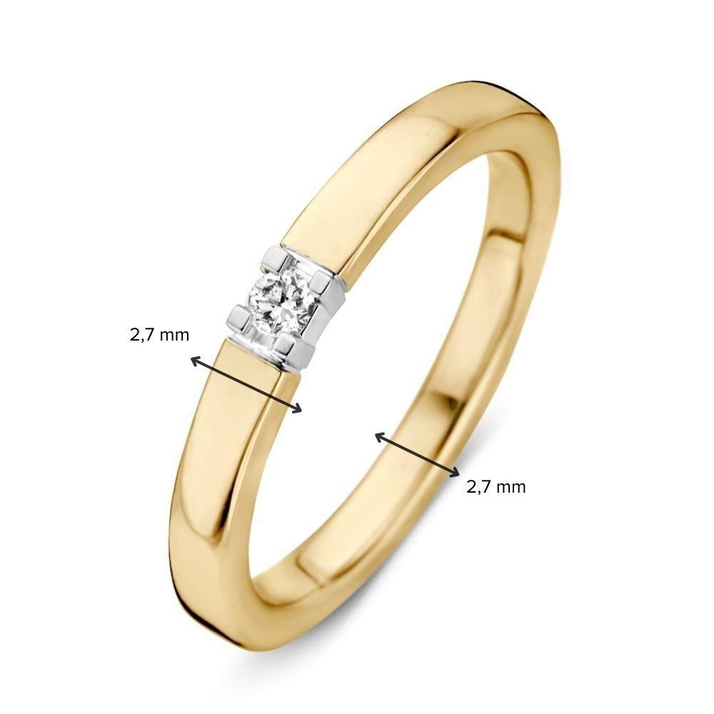 Bicolor 14kt białe i żółte złoto damski pierścionek z 0.05ct brylant diamentem