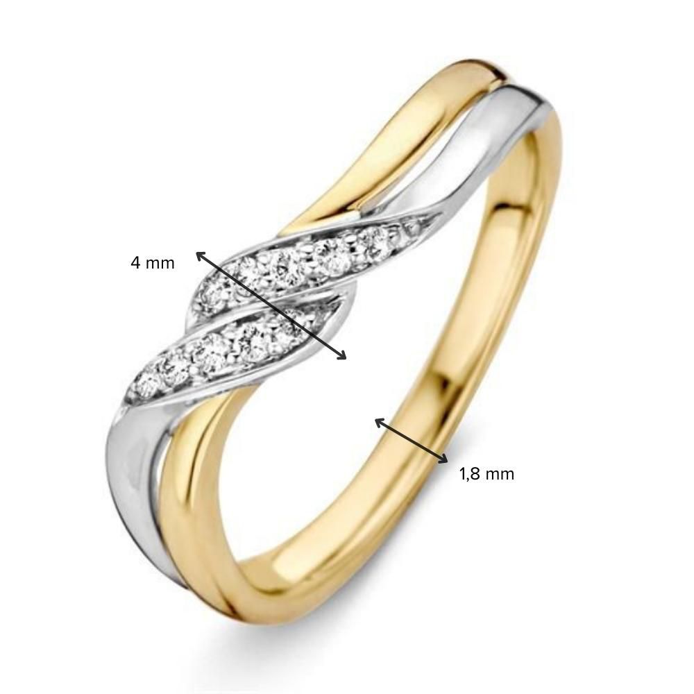 Pierścionek z białego i żółtego złota z diamentem – elegancja dla damski