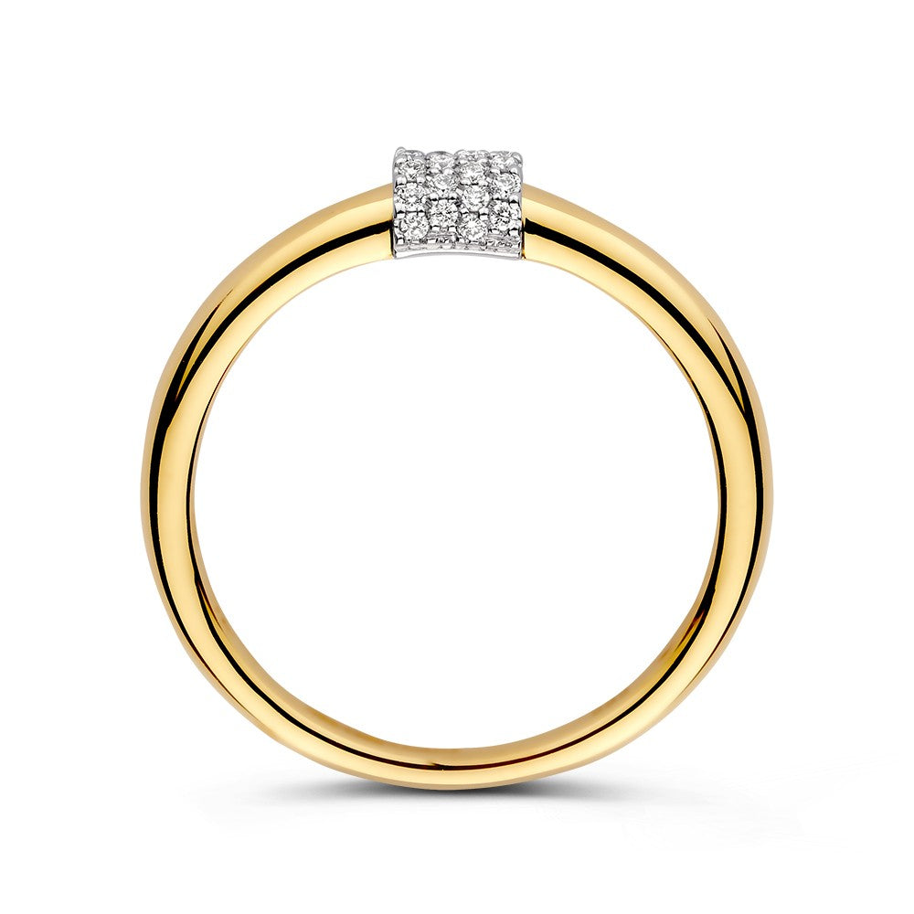 14kt Złoty Pierścionek z 0.10ct Diamentem – Elegancki Żółto/Białe Złoto