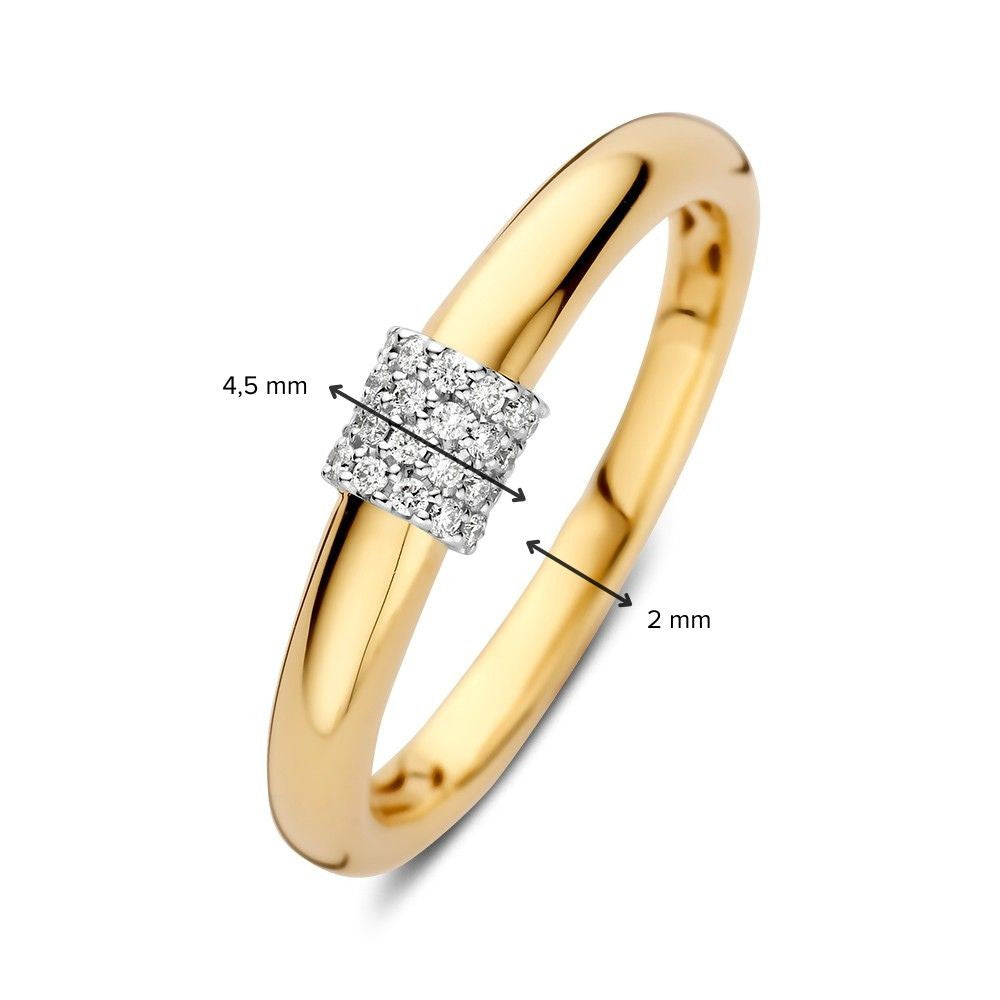 14kt Złoty Pierścionek z 0.10ct Diamentem – Elegancki Żółto/Białe Złoto