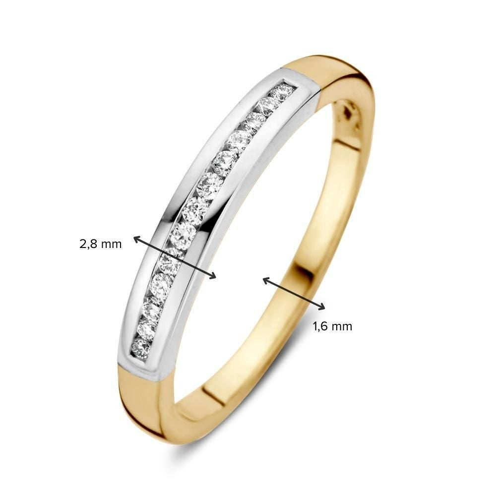 Bicolor Żółto- i Białozłoty Pierścionek Damski z 0.12 ct Diamentem