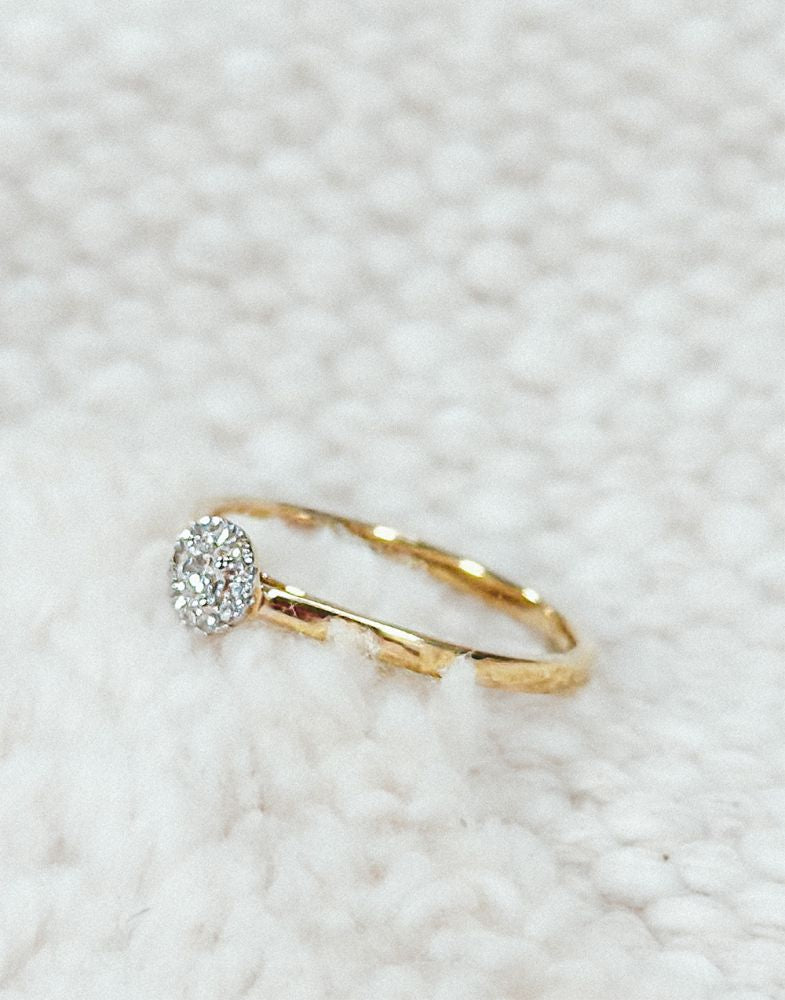 14K Żółte i Białe Złoto Pierścionek Damski z 0.15 ct Brylantowymi Diamentami