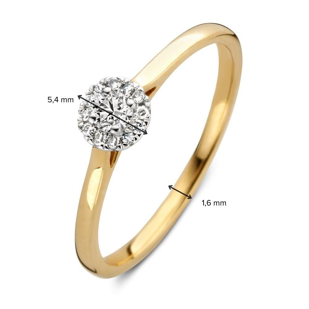 14K Żółte i Białe Złoto Pierścionek Damski z 0.15 ct Brylantowymi Diamentami