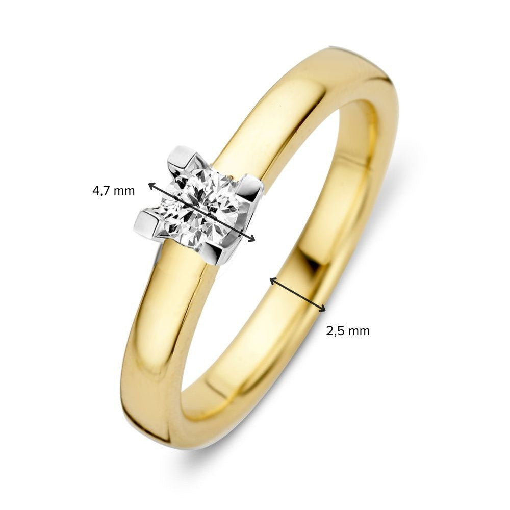 Pierścionek bicolor z diamentem 0.19 crt.