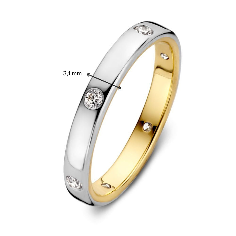 Bicolor Złoty Pierścionek z Diamentami – 0.20 Carat