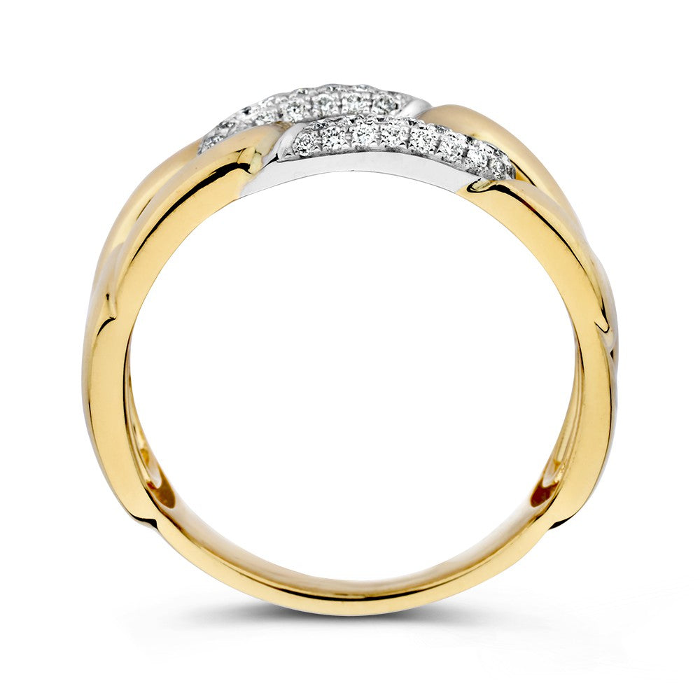 Bicolor Złoty Pierścionek z Diamentem – 0.20 Carat