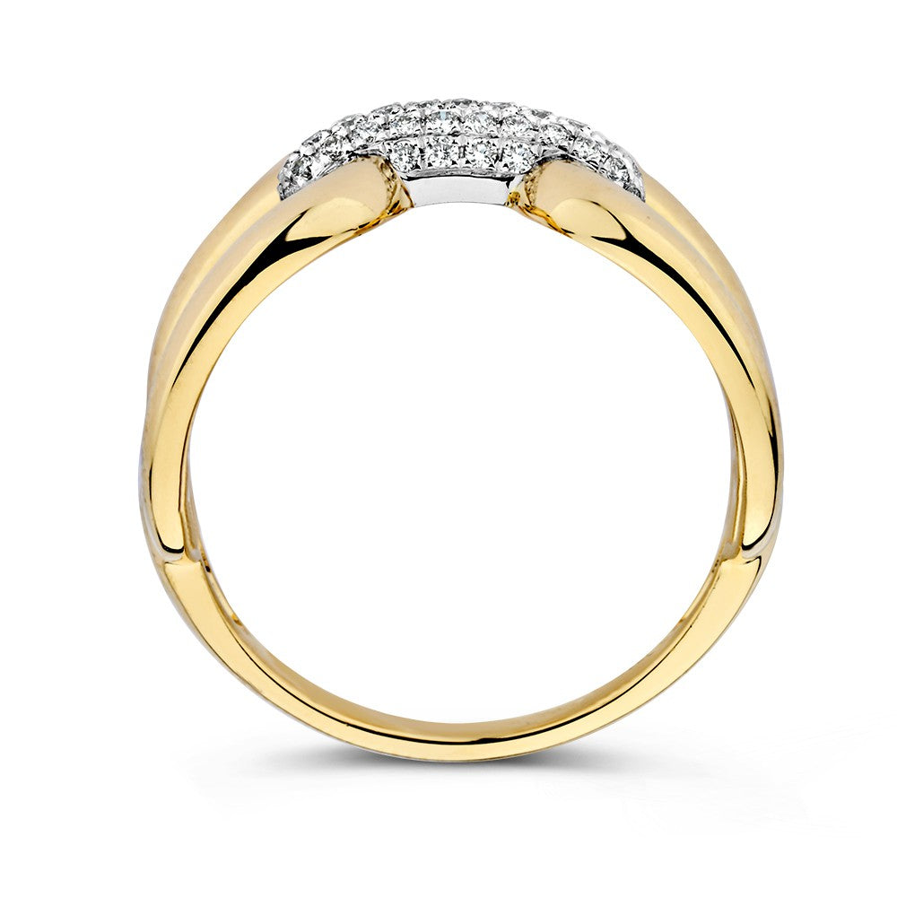 Bicolor Żółte i Białe Złoto Pierścionek z Brylantem Diament – 0,22 ct