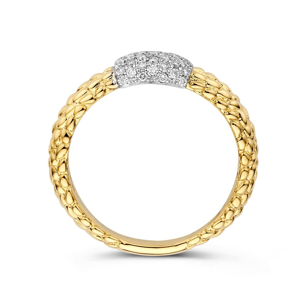 Pierścionek bicolor z diamentem 0.22 crt.
