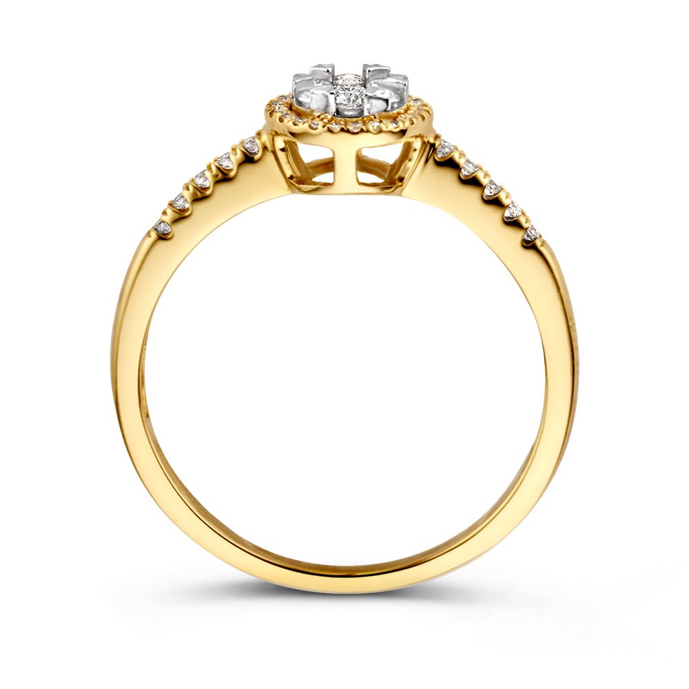 Bicolor Pierścionek z Diamentami Damski 14 Karat Żółte/Białe Złoto z Owalnym Diamentem 0.24ct
