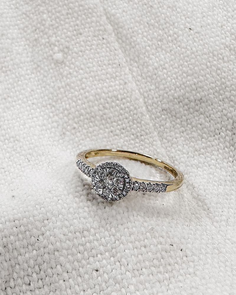 Bicolor Pierścionek z Diamentami Damski 14 Karat Żółte/Białe Złoto z Owalnym Diamentem 0.24ct