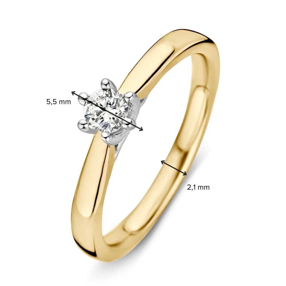Bicolor Żółto- i Białozłoty Pierścionek z Diamentem – 0,24 ct