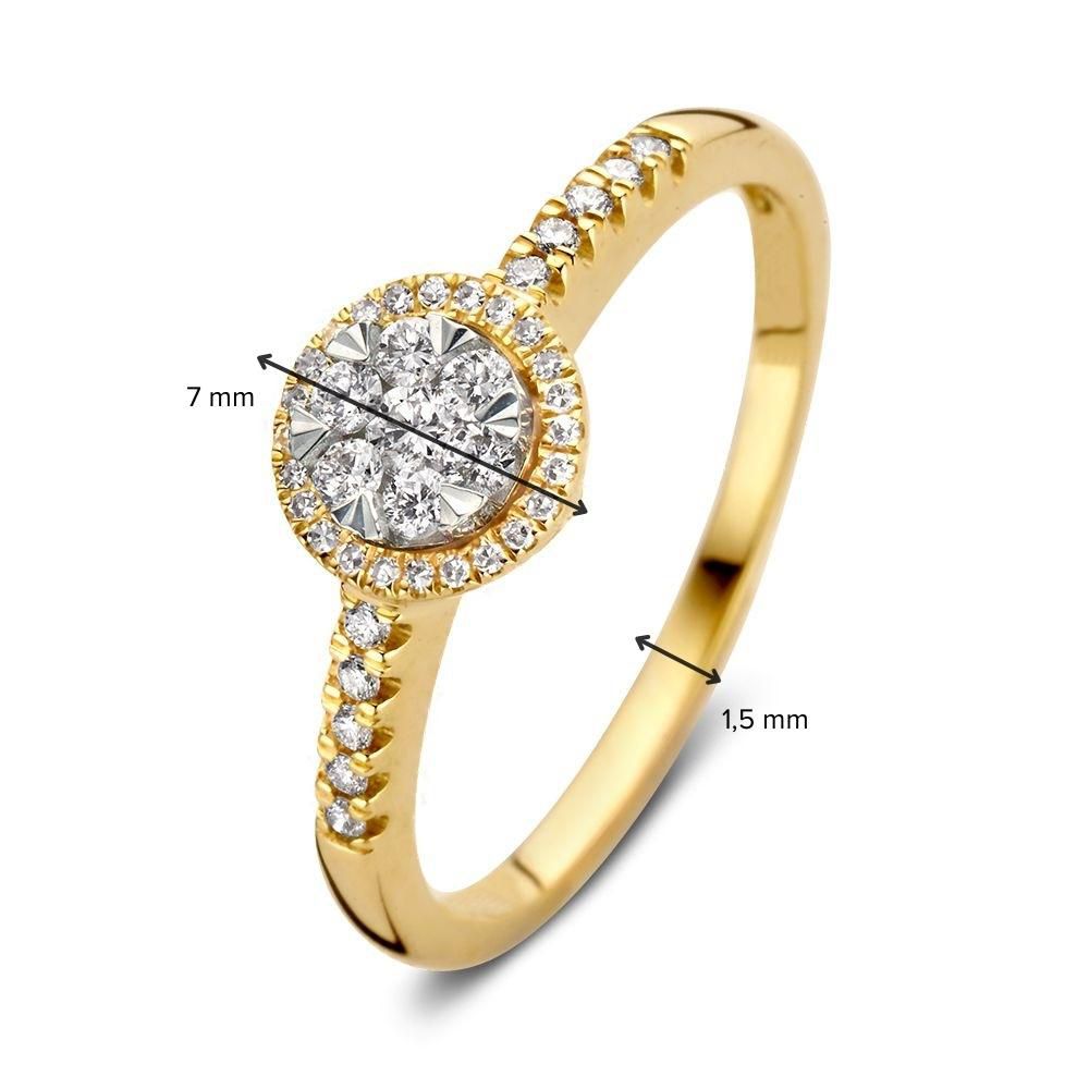 Bicolor Pierścionek z Diamentami Damski 14 Karat Żółte/Białe Złoto z Owalnym Diamentem 0.24ct