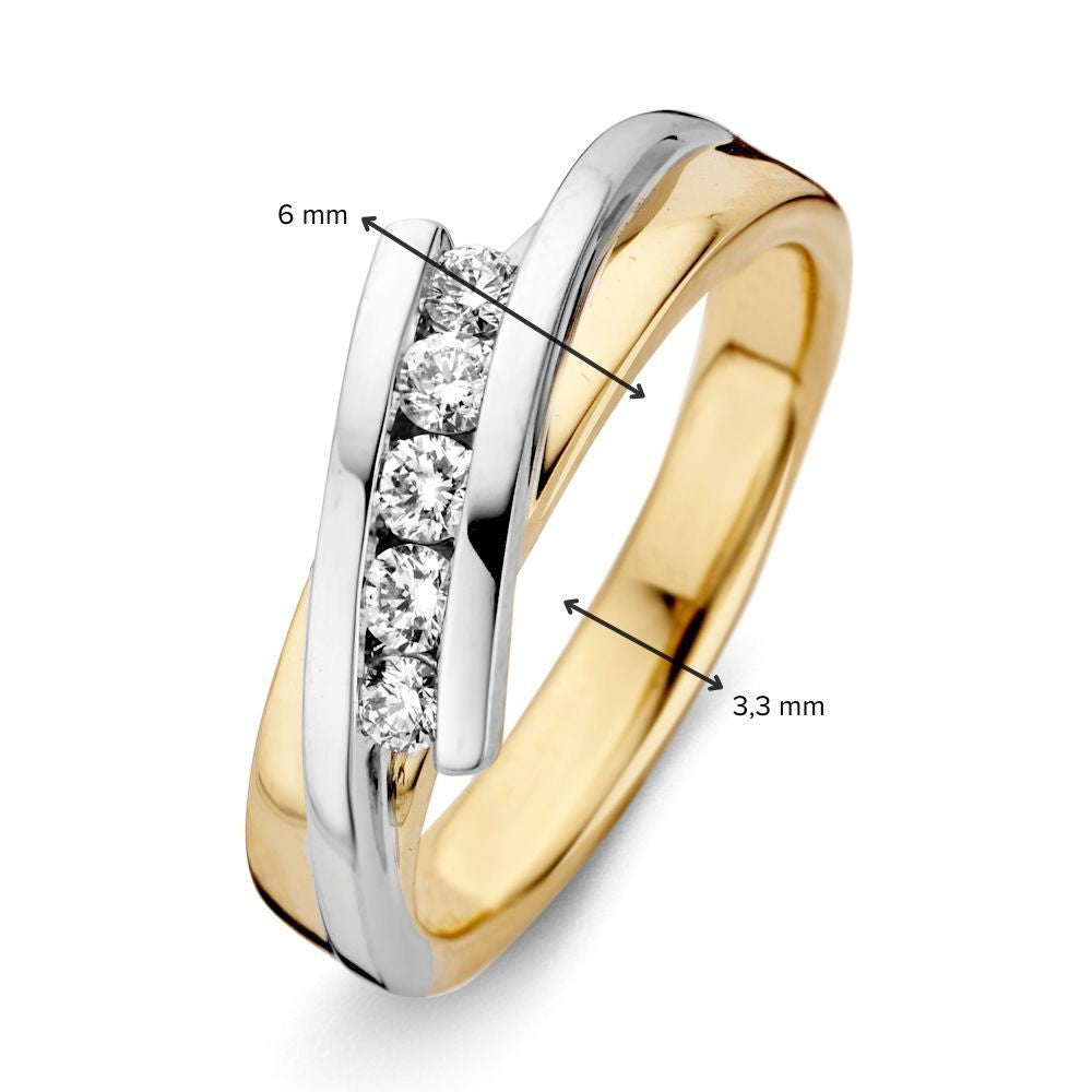 Bicolor Żółte i Białe Złoto Pierścionek z Brylantem Diament – 0,24 ct
