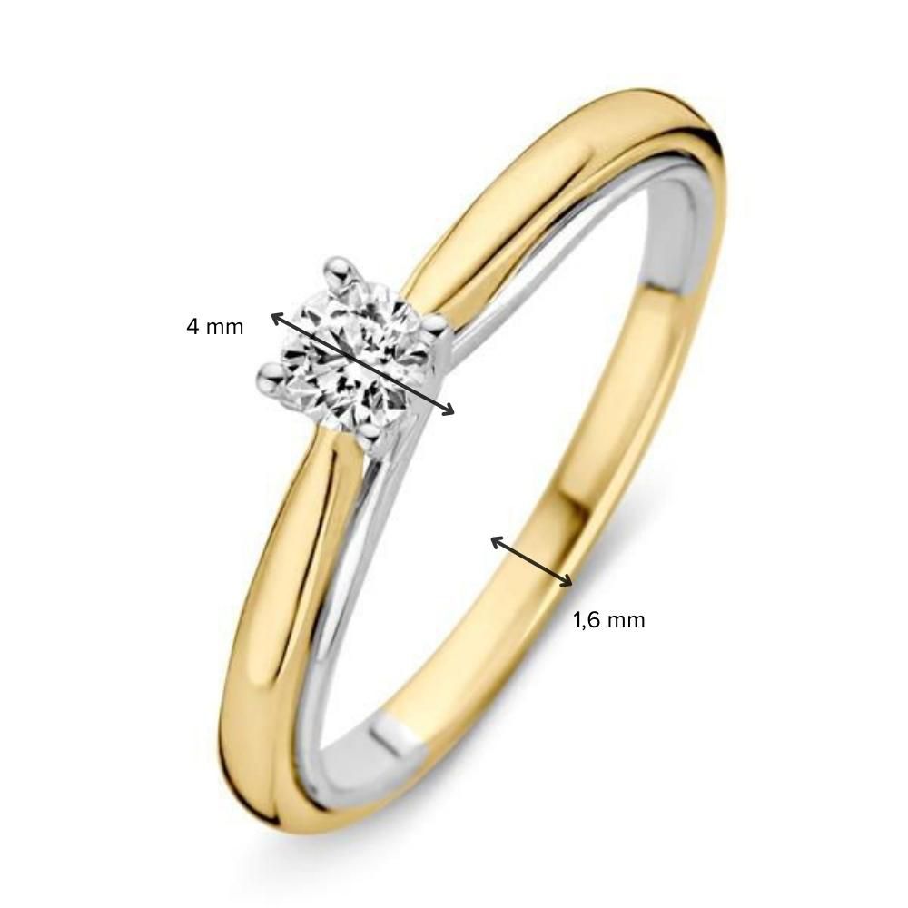 Elegancki Pierścionek z Żółtego i Białego Złota z 0,25 Karata Brylantowego Diamentu