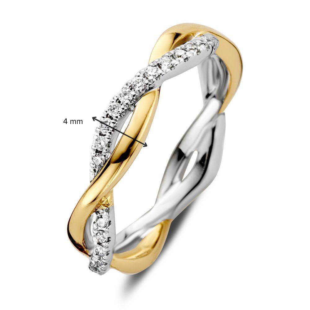 Bicolor Złoty Pierścionek z Twist Design i Diamentami – 0.27 Carat