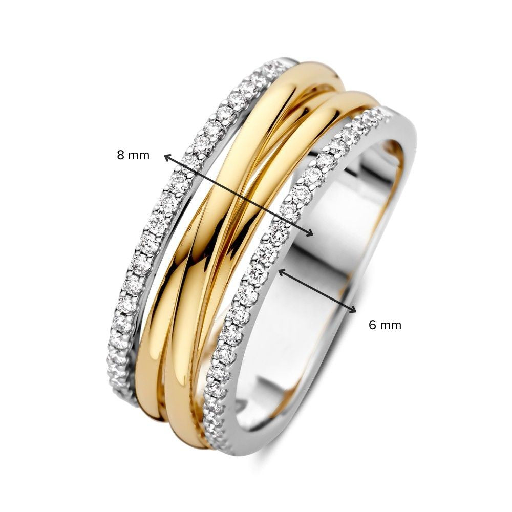 Bicolor Żółto/Białe Złoto Pierścionek z 0,27 ct Diamentami – 14 Karaat, Wytworny Damski Pierścionek, H/SI-1 Jakość