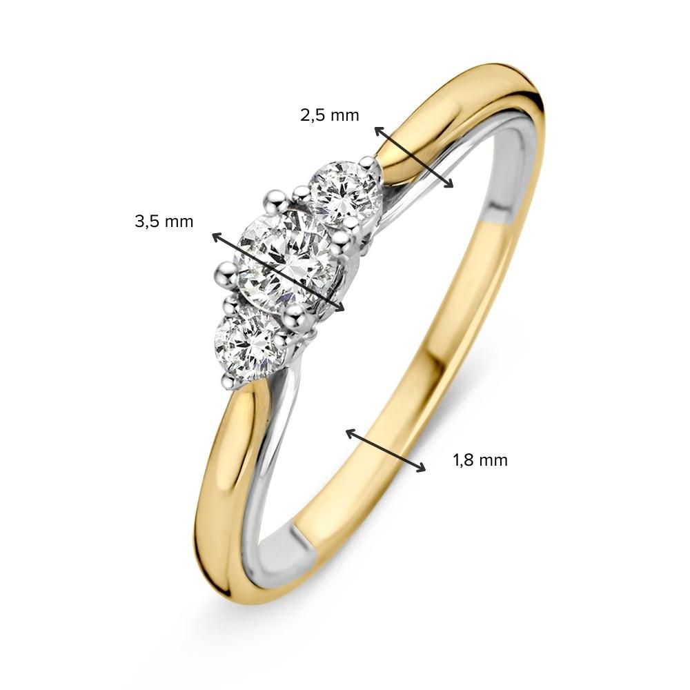 Elegancki Bicolor Żółte i Białe Złoto Pierścionek z Brylantem Diament 0.31 crt.