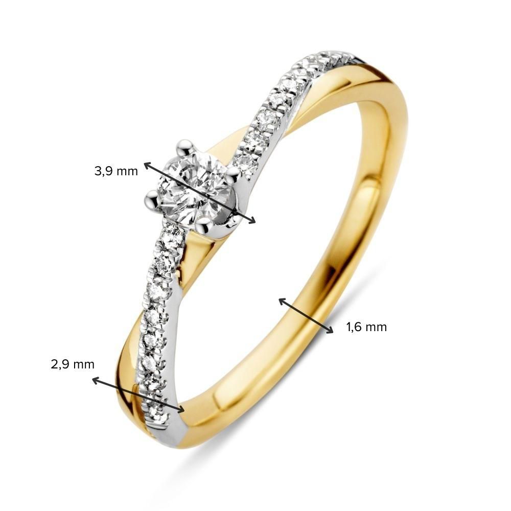 Bicolor Żółte i Białe Złoto Pierścionek z Brylantem Diament – 0.32 crt